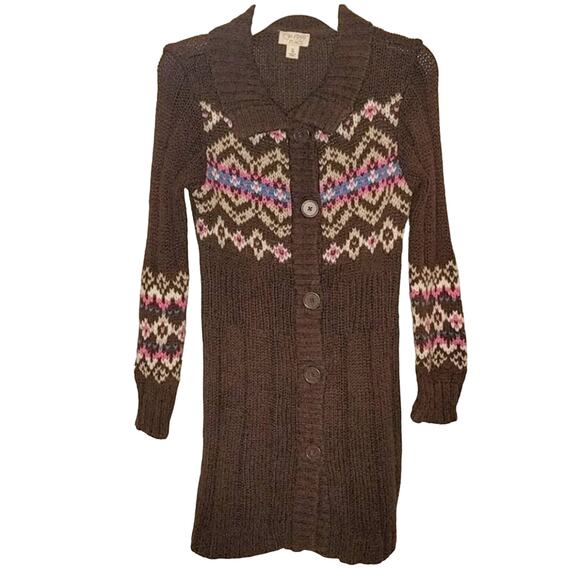 CHILDREN'S PLACE Brown Sweater Cardi Dress 7/8 Med - Picture 1 of 8